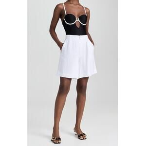 NWT Rolla's Linen Blend High Rise Horizon Pleated Short White Size 10 Medium